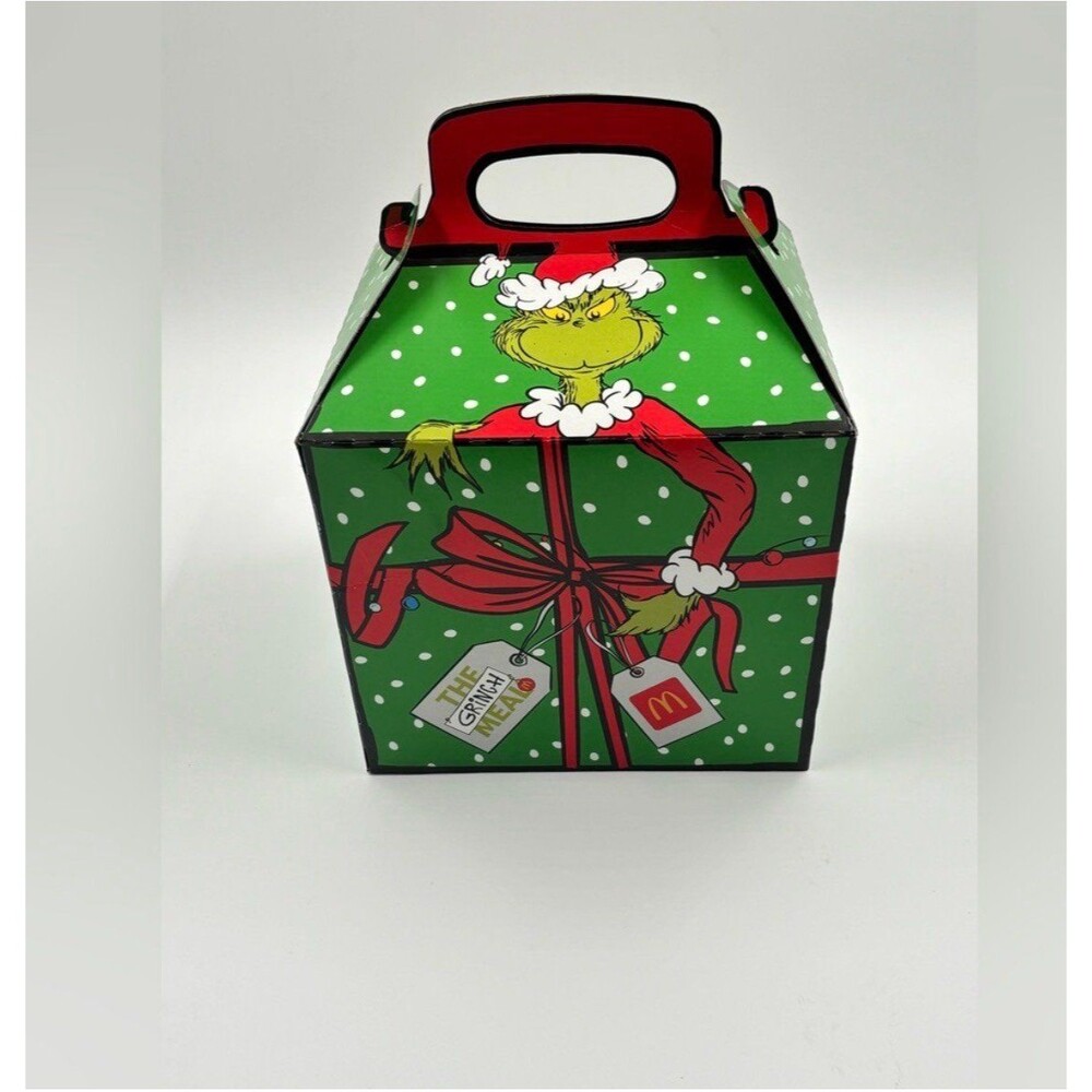 McDonalds Grinch Adult Meal Box Christmas Treat Box Empty Dr Seuss Collectible